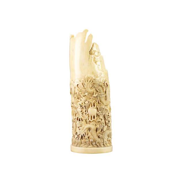 Ivory Tusk-Form Dragon Vase