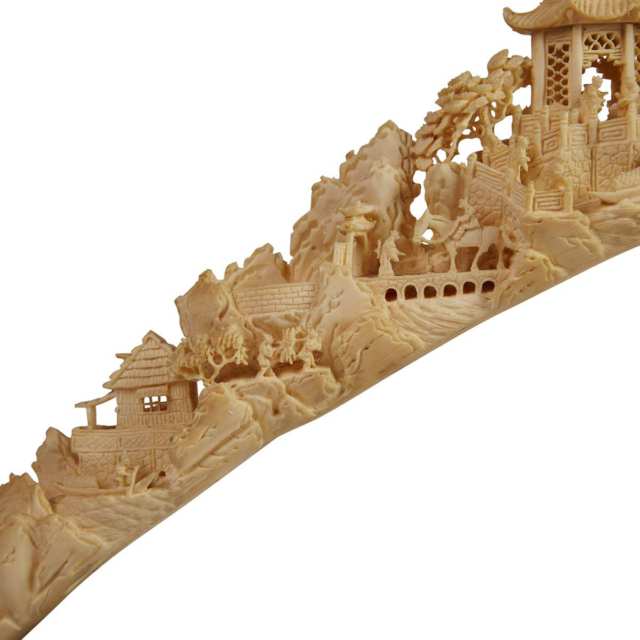 Large Ivory Carved Landscape Scene