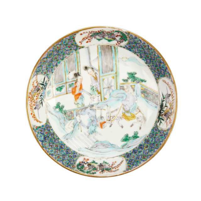 Group of Seven Export Famille Verte Dishes, 19th Century
