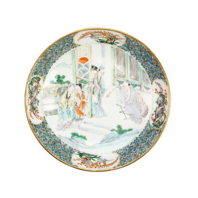 Group of Seven Export Famille Verte Dishes, 19th Century