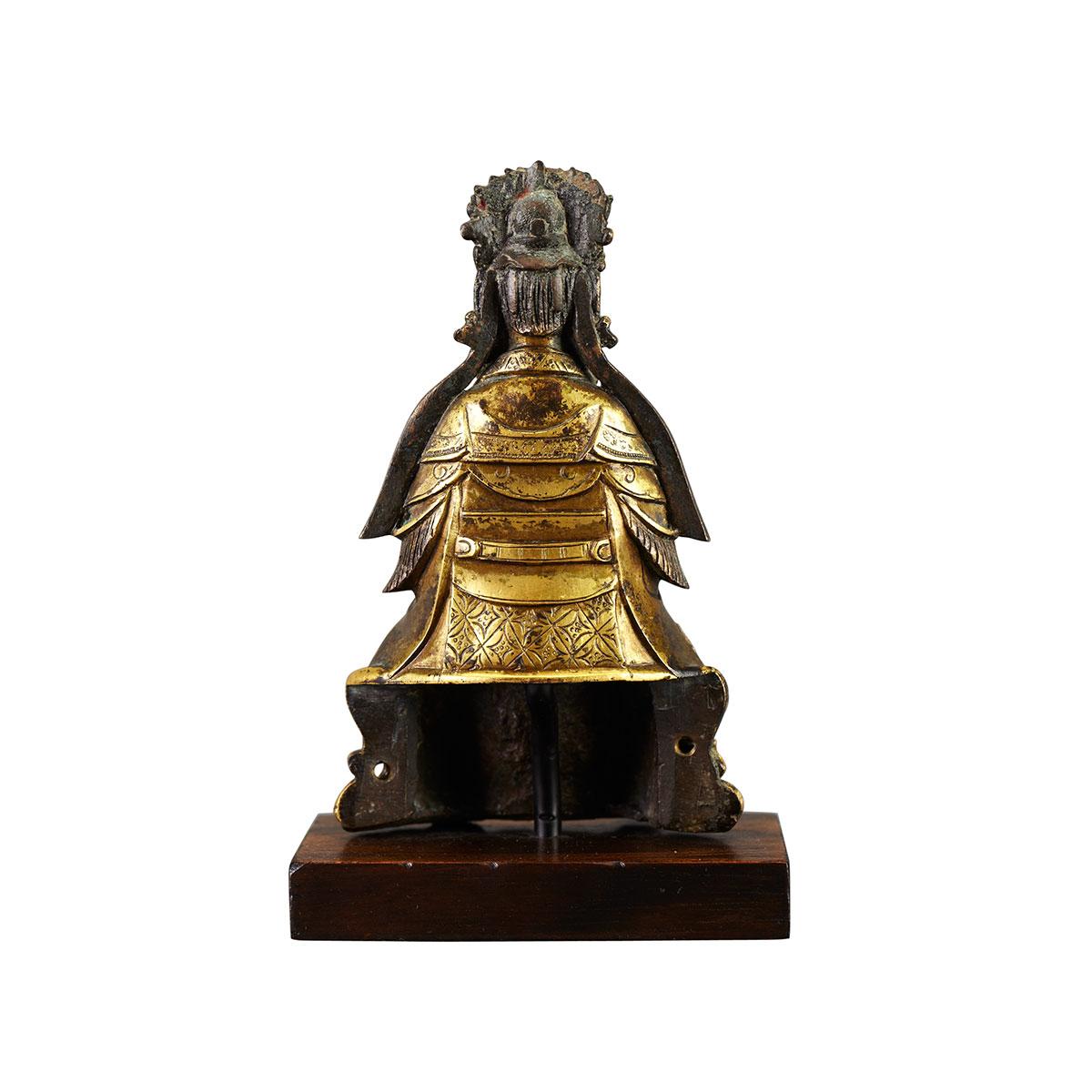Small Gilt Bronze Seated Figure of Bixia Yuanjun, 18th Century 
