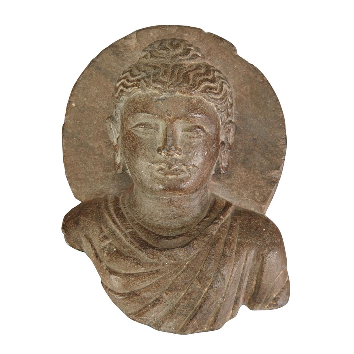 Grey Schist Fragment of Buddha, Gandhara, 2nd/3rd Century