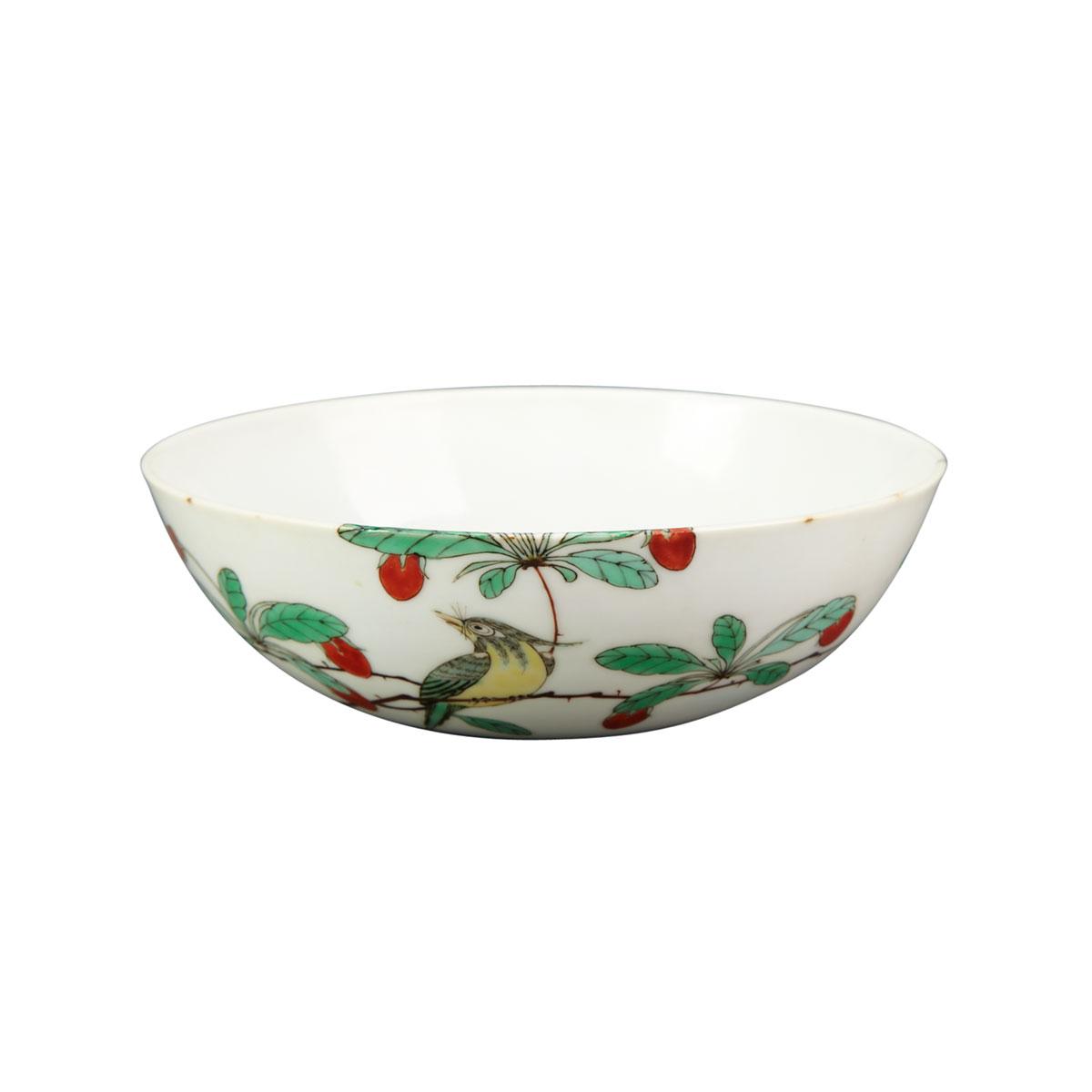 Extremely Rare Famille Verte Bowl, Kangxi Mark and Period (1664-1722)