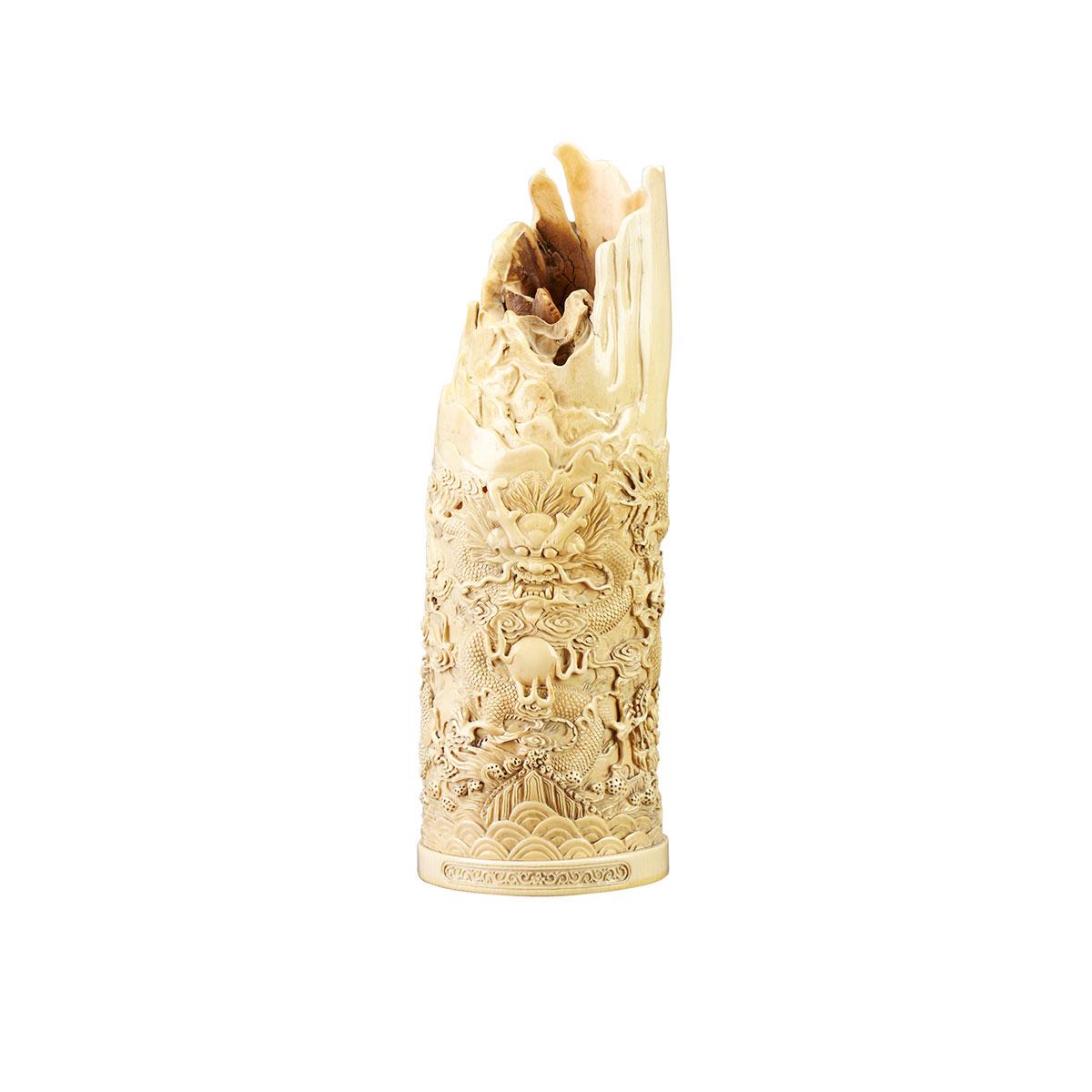 Ivory Tusk-Form Dragon Vase