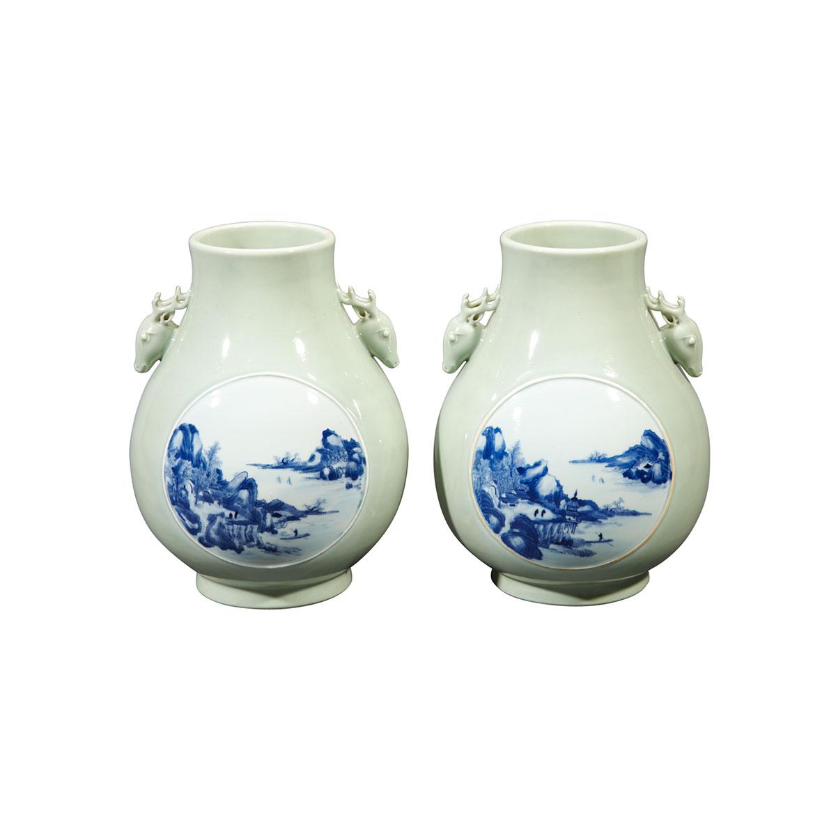 Pair of Turquoise Hu Vases, Qianlong Mark