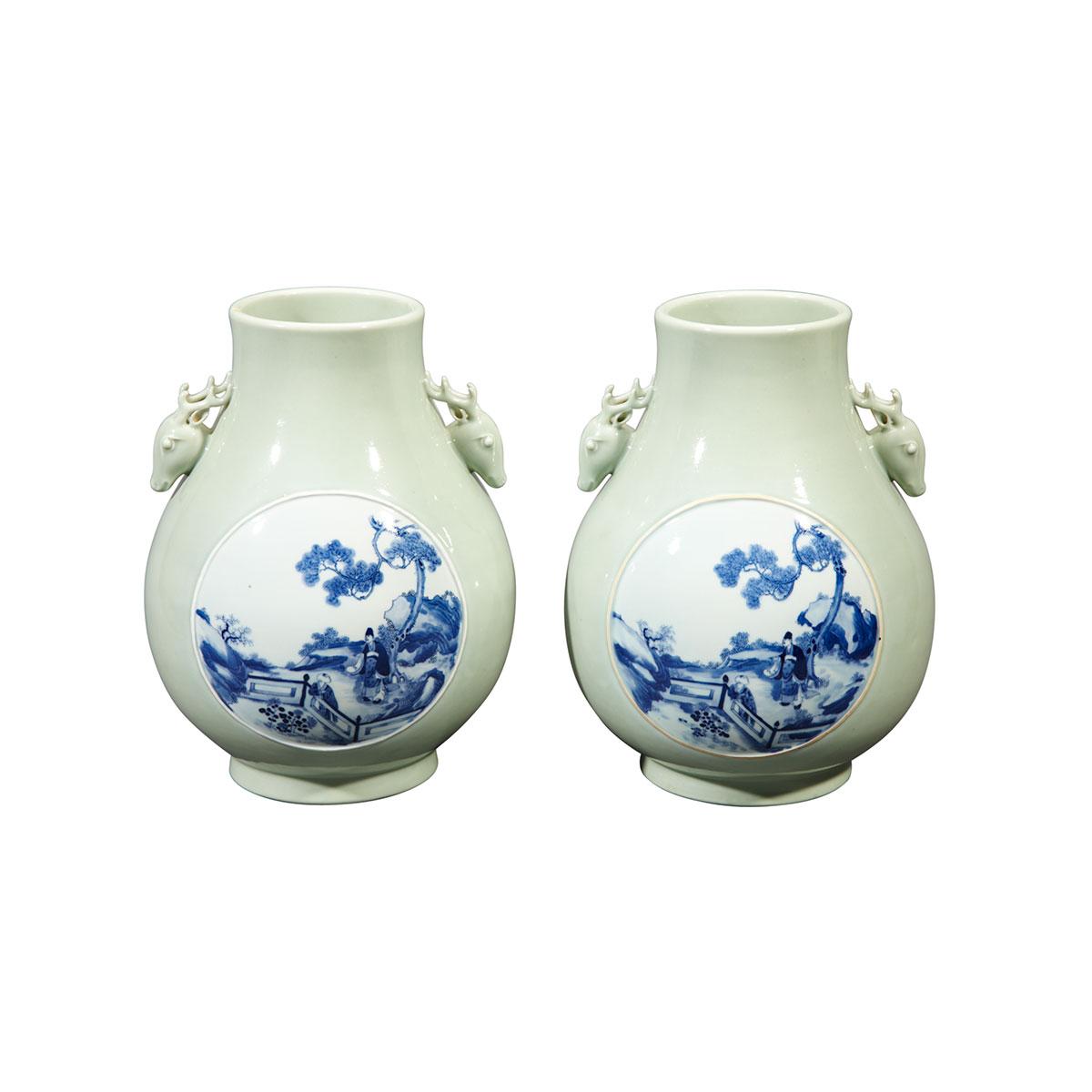 Pair of Turquoise Hu Vases, Qianlong Mark