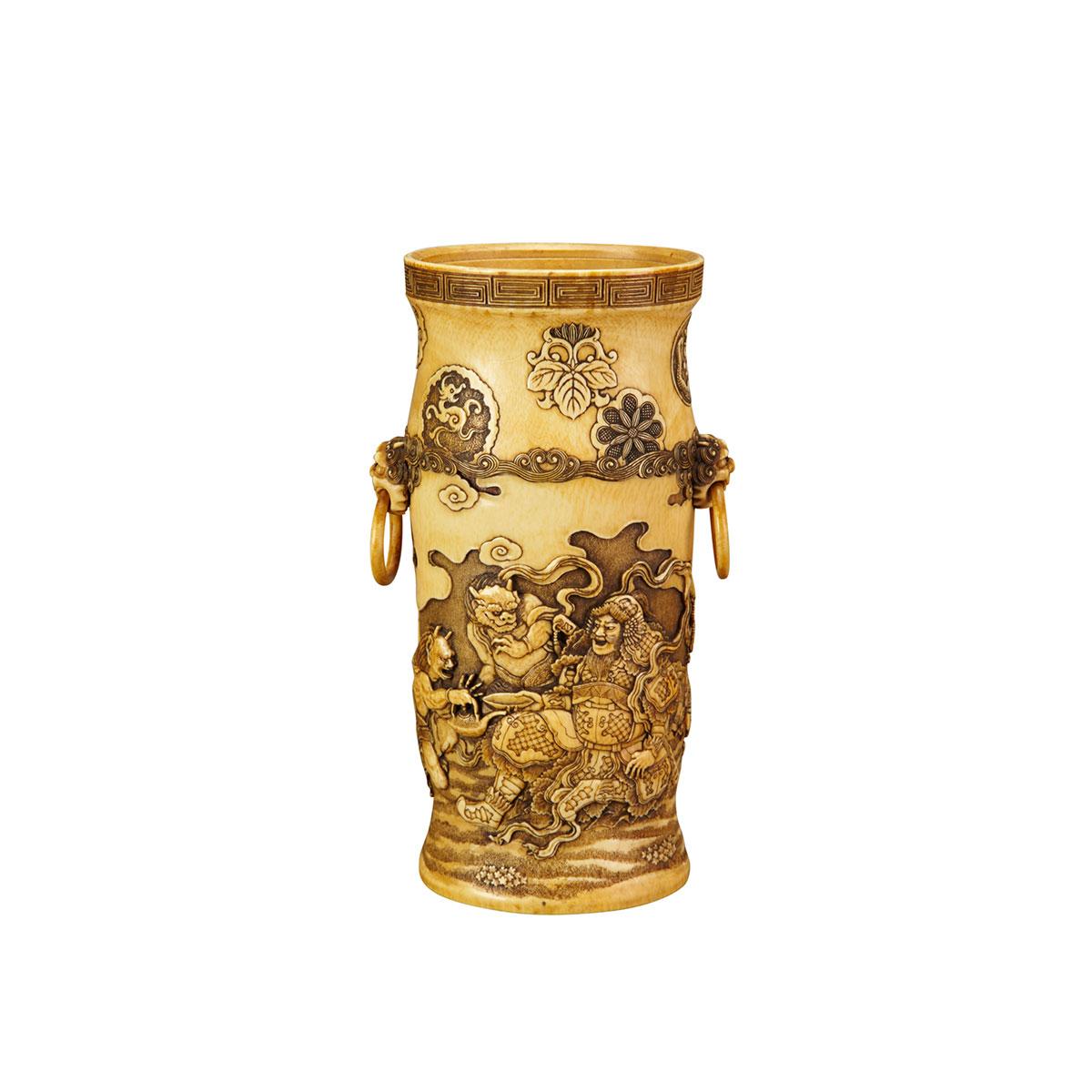Large Ivory Carved Vase, Circa 1900
