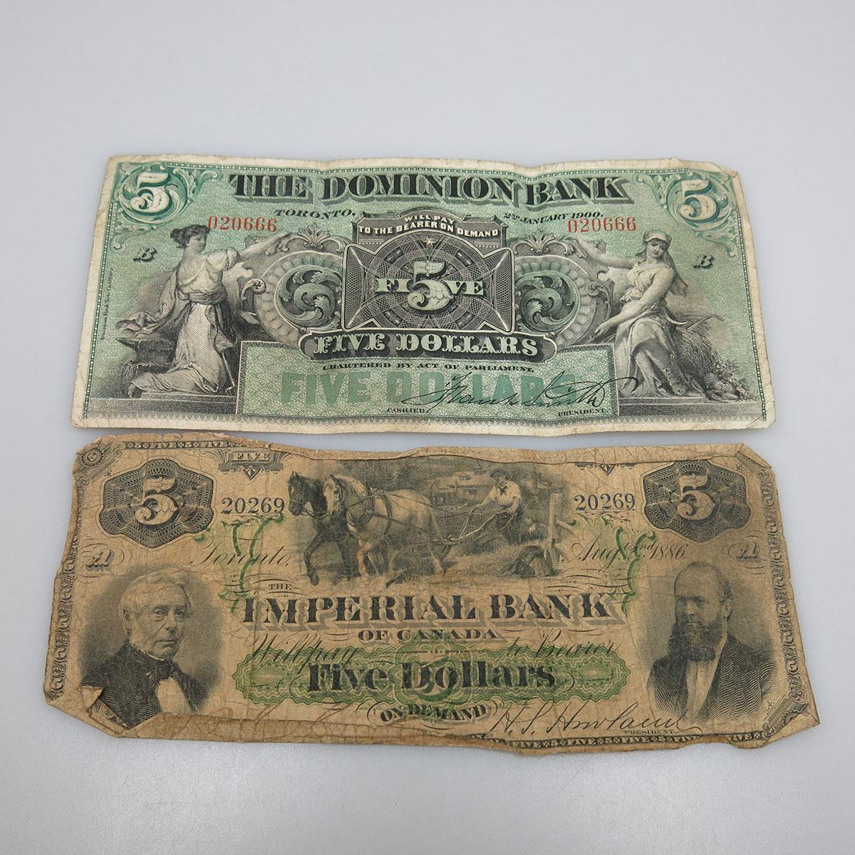 Two Rare Canadian Bank Notes