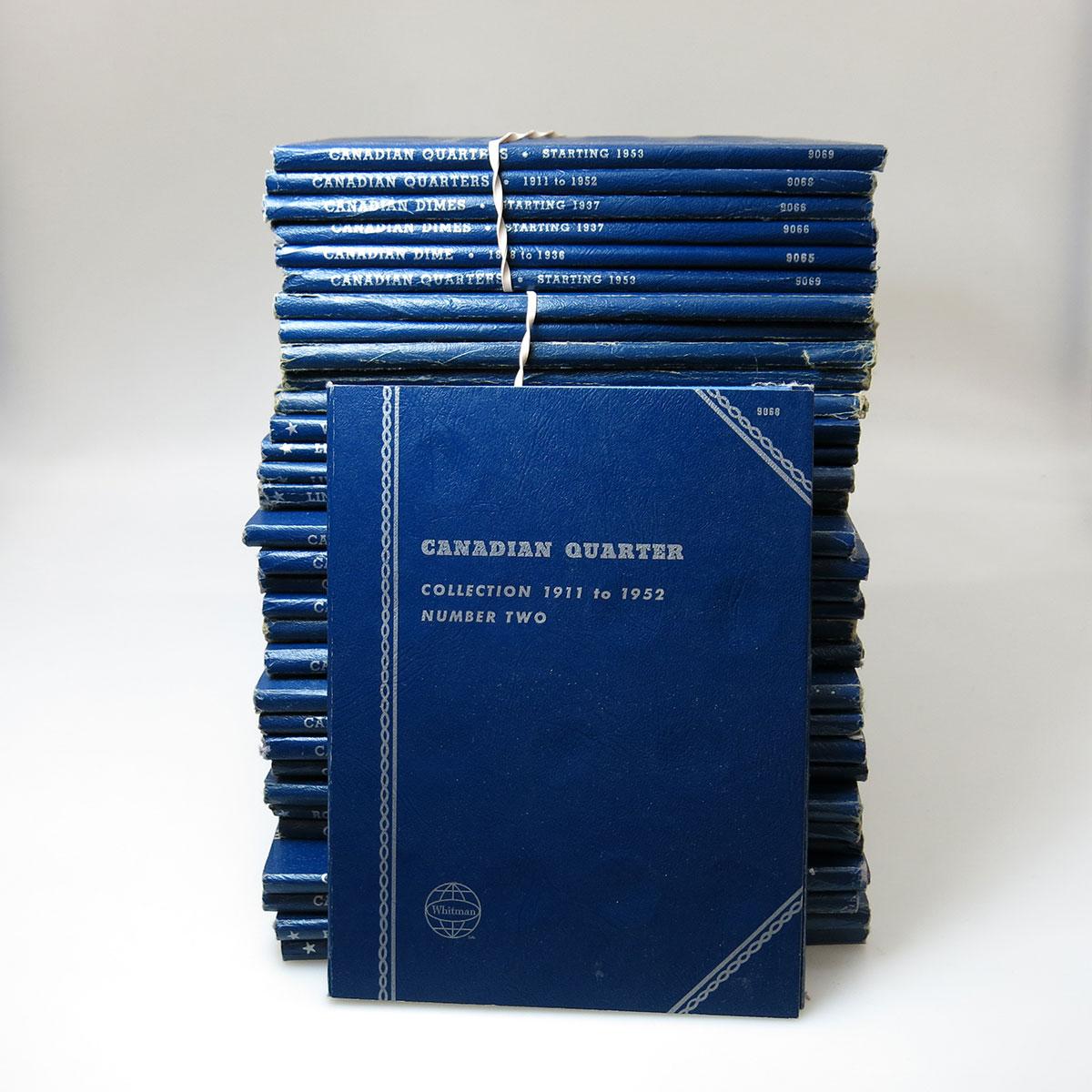 33 Various Blue Collector Albums Of Canadian And British Coins