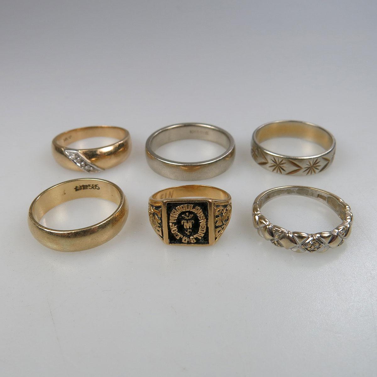1 x 18k, 2 x 14k & 3 x 10k Various Gold Rings