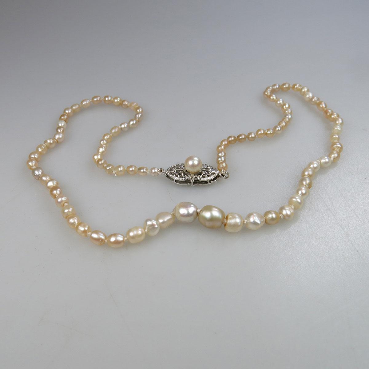 Single Graduated Stand Of Natural Pearls
