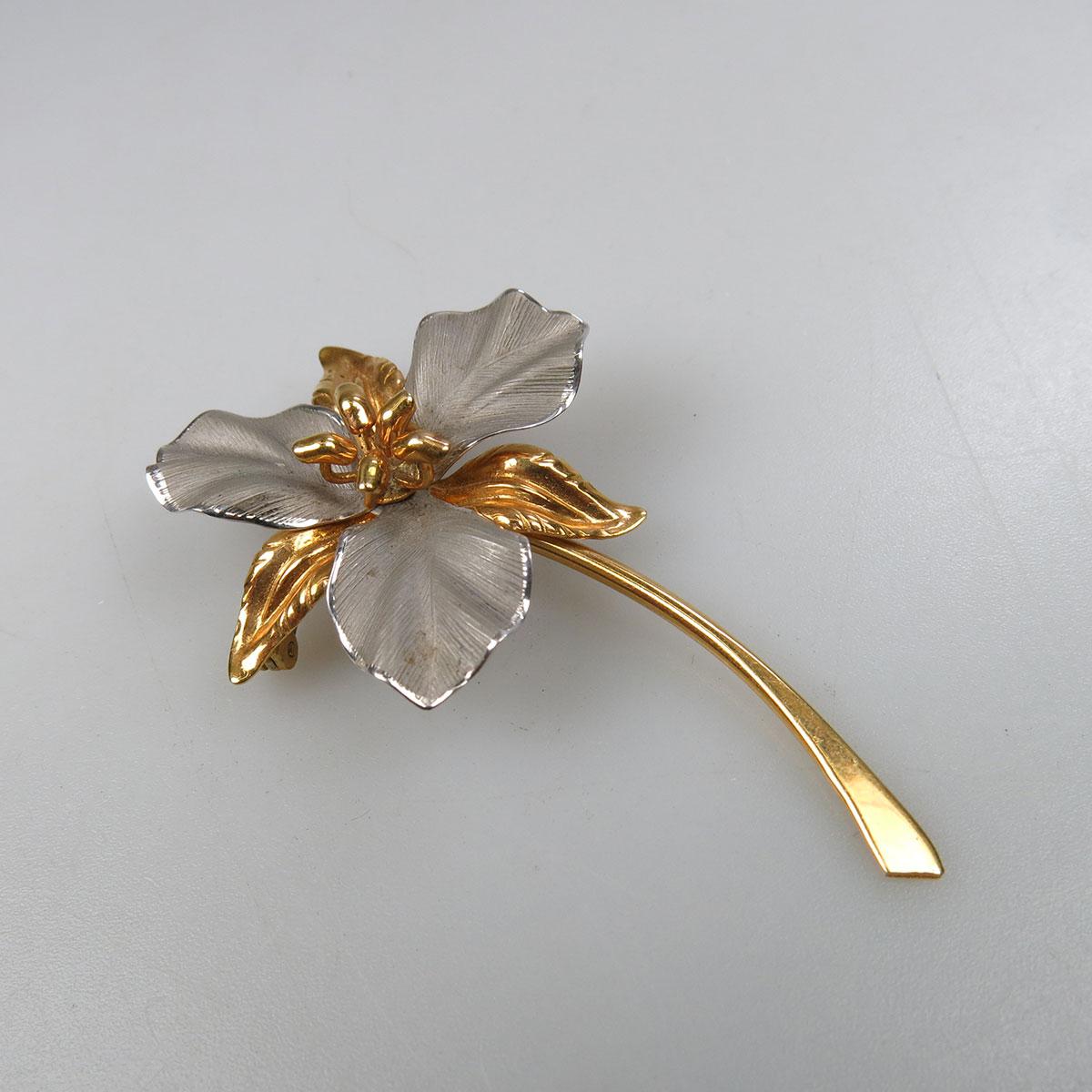 Bond Boyd 14k Yellow Gold And Silver Floral Brooch