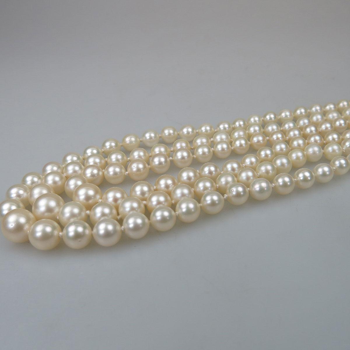 Triple Strand Graduated Cultured Pearl Necklace