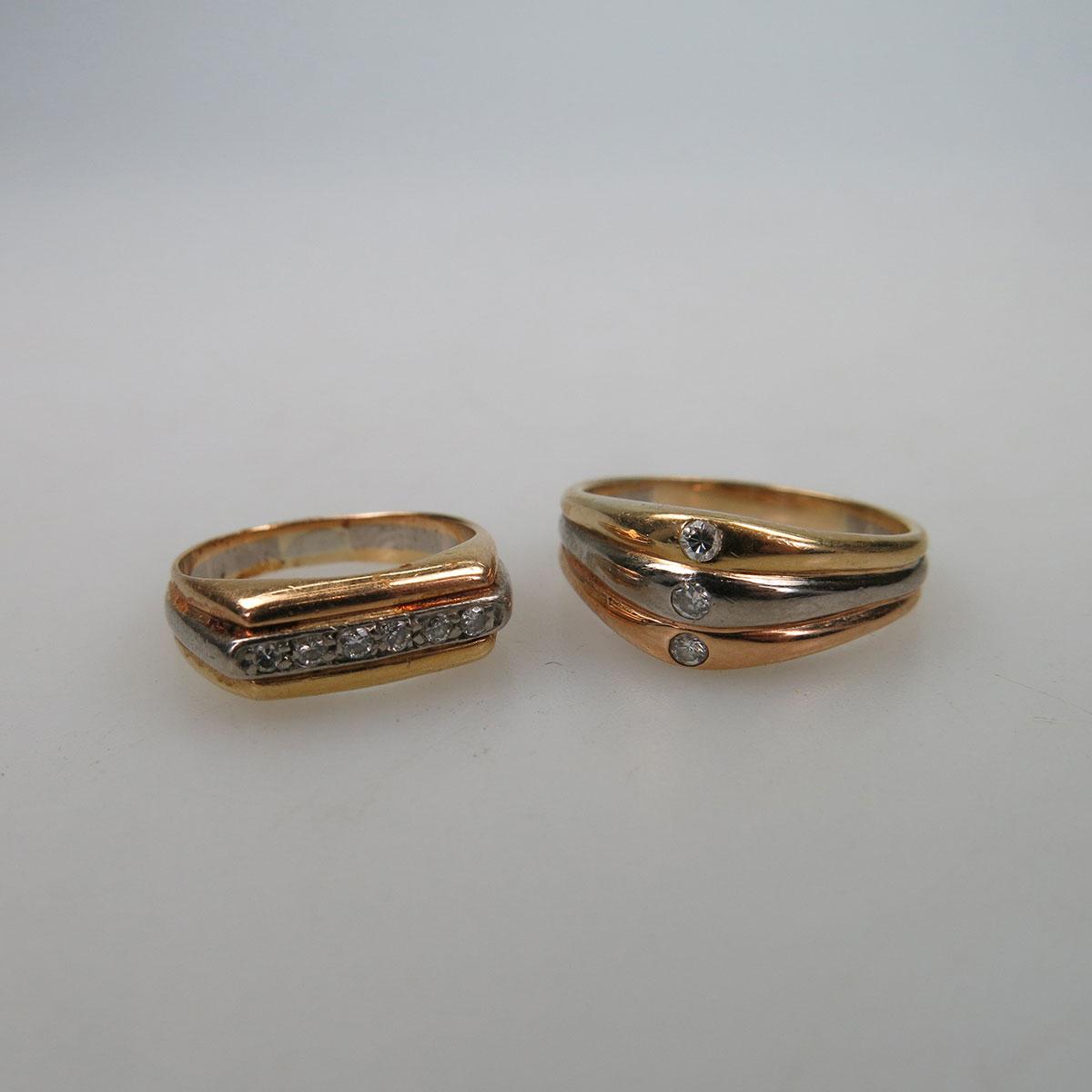 Two Cartier 18k Multi-Coloured Gold Rings