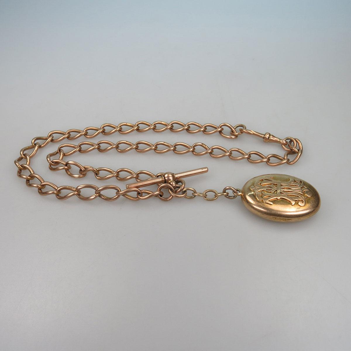15k Rose Gold Curb Link Watch Chain