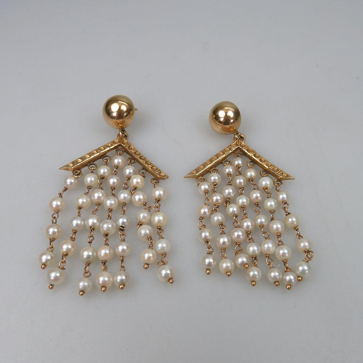 Pair Of 18k Yellow Gold Chandelier Earrings