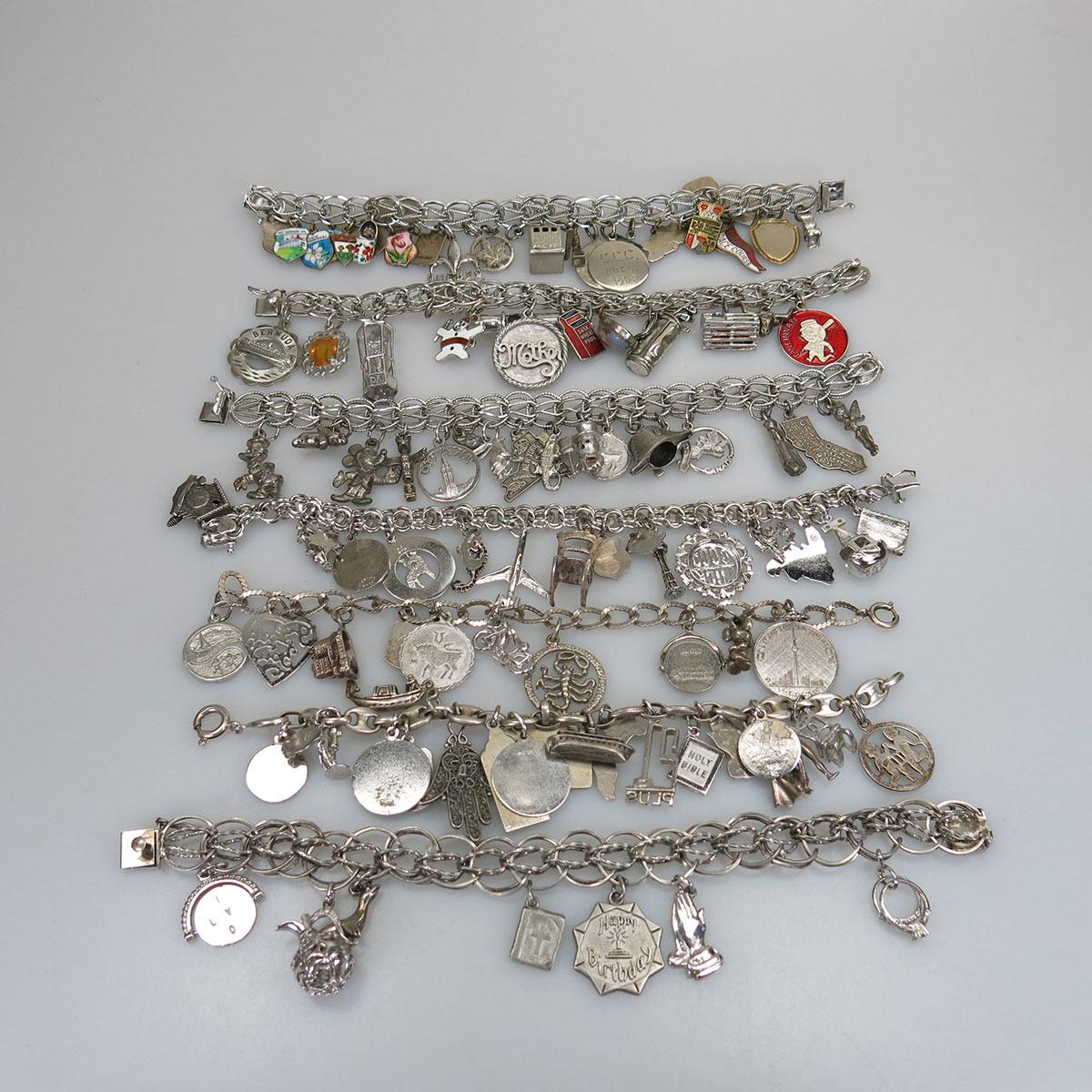 8 Silver Charm Bracelets