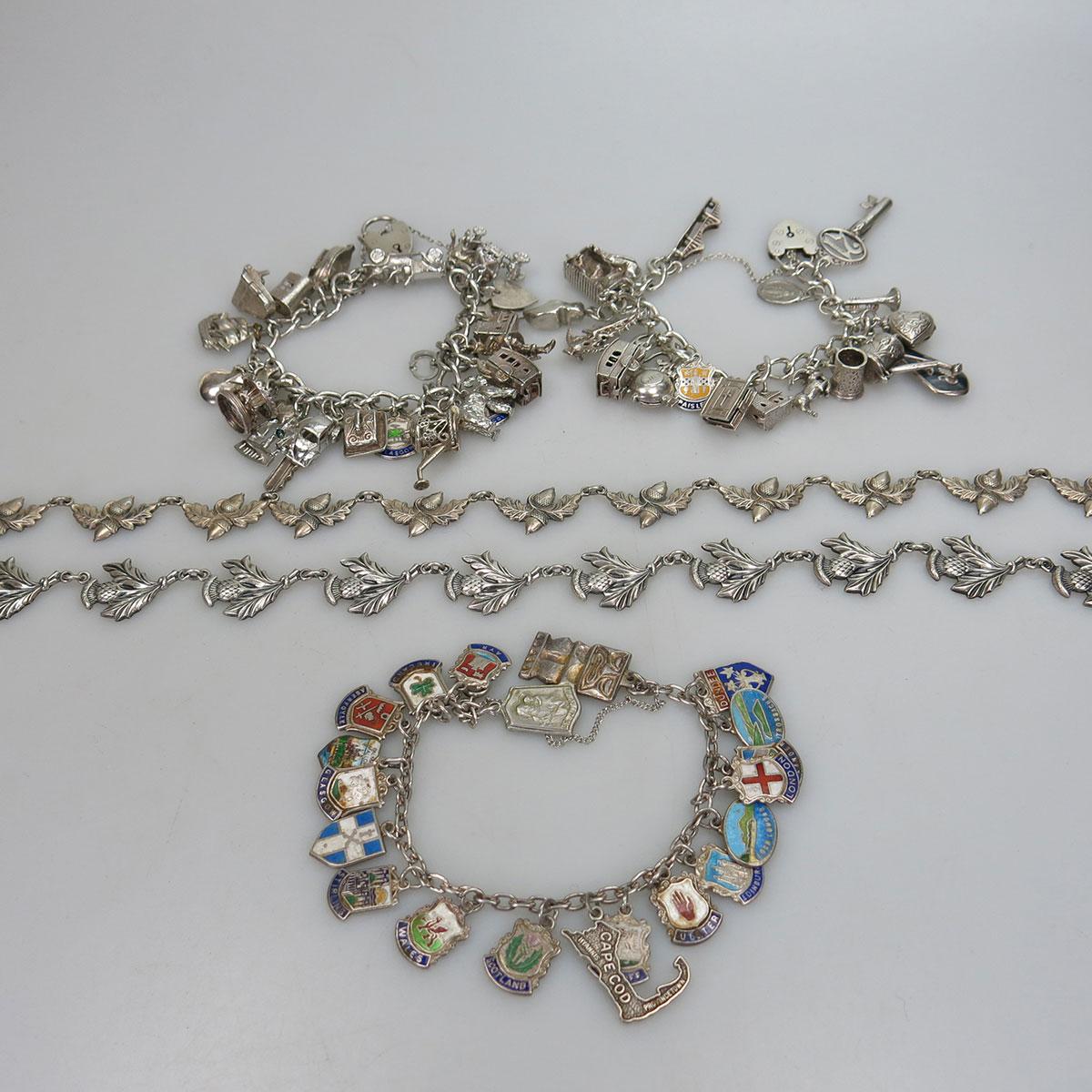 Small Quantity Of Silver Charm Bracelets And Charms