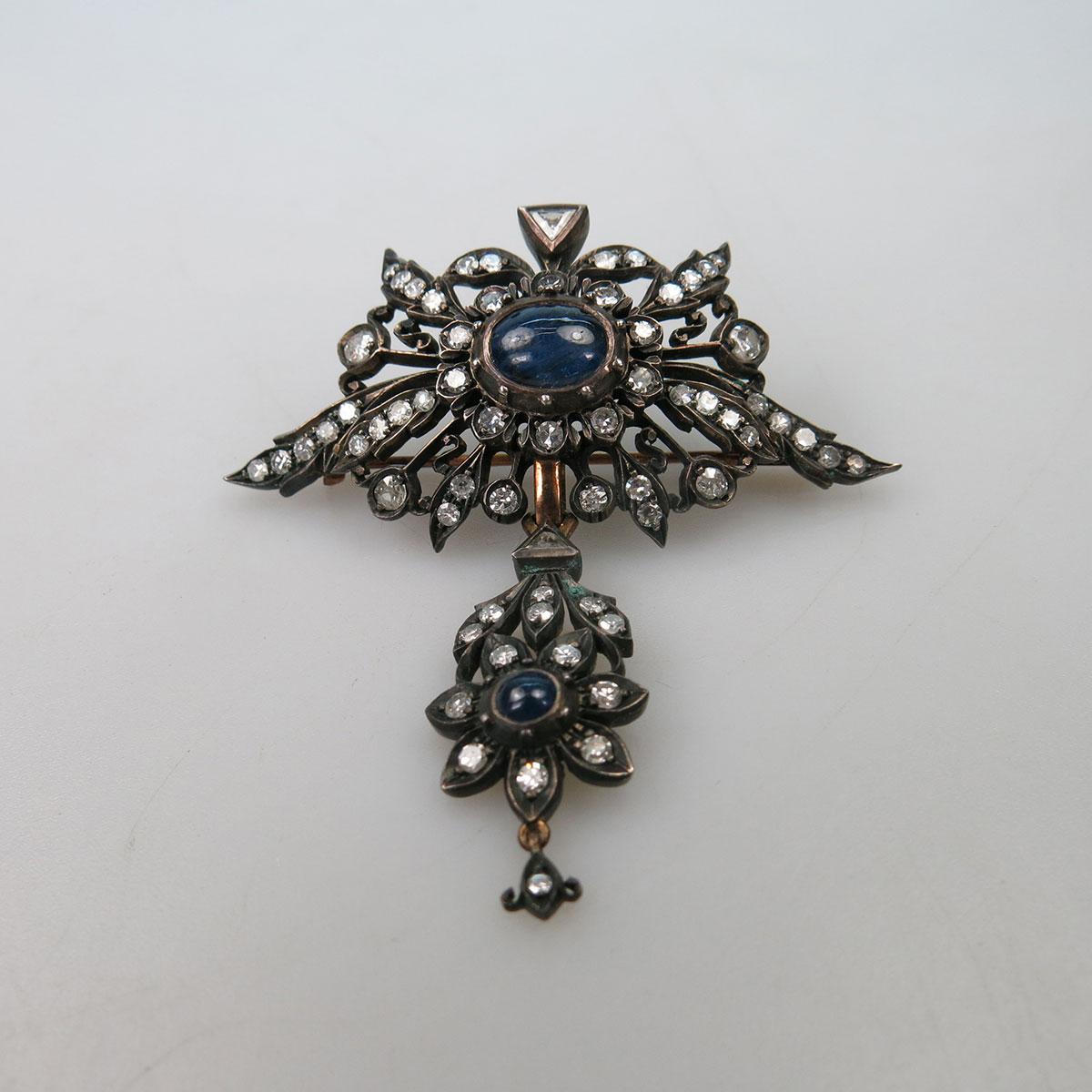 18k Yellow Gold And Silver Brooch