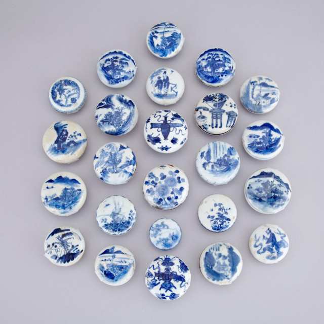 Group of Forty Porcelain Seal Past Boxes, 19th Century To Republican Period