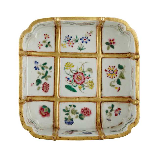Famille Rose Square-Shaped Container, Daoguang Mark