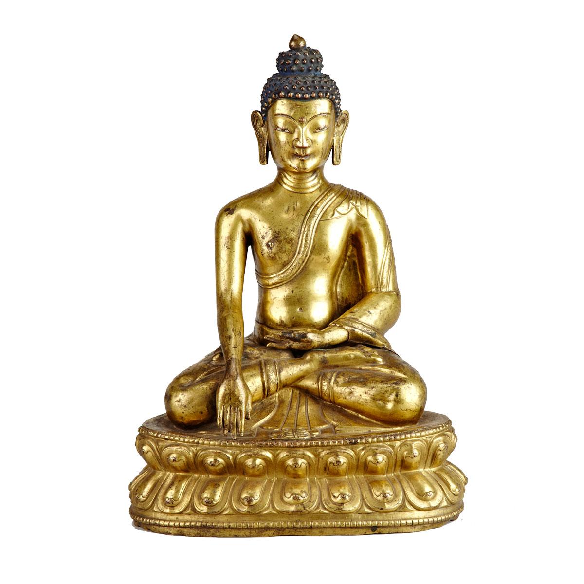 Large Gilt Bronze Figure of Shakyamuni Buddha, 19th Century