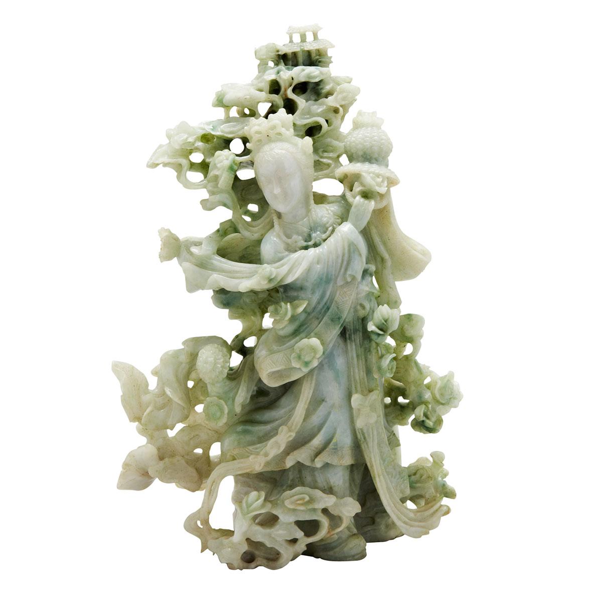 Large Pale Celadon Jadeite Fairy