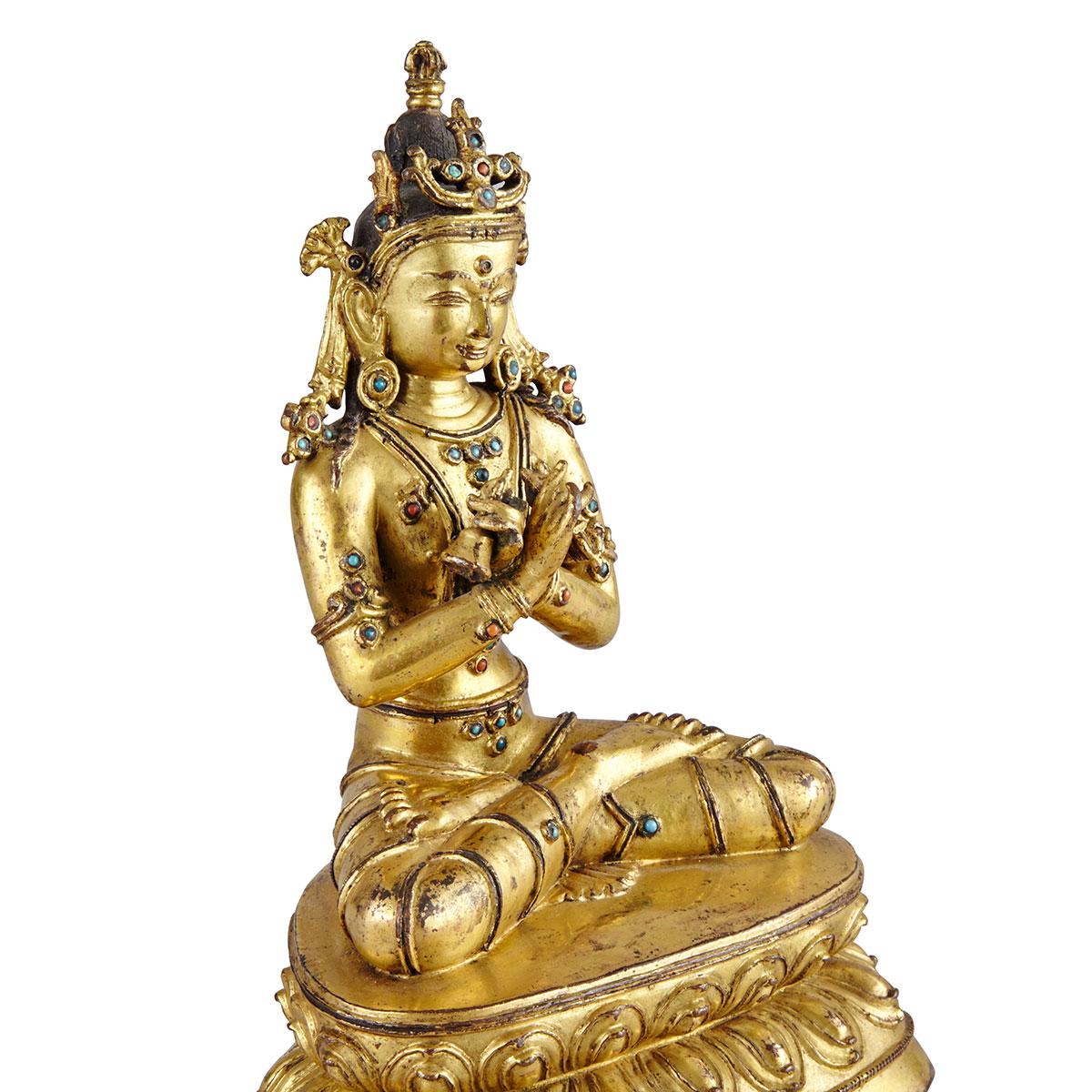 Gilt Bronze Figure of Vajradvara, Tibet, 15th/16th Century