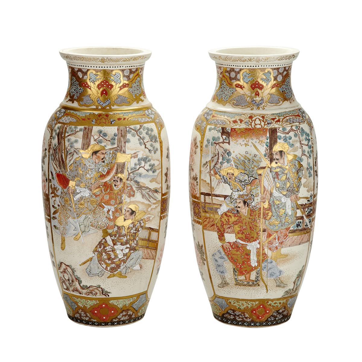 Pair of Large Satsuma Vases, Meiji Period, 1900-1910