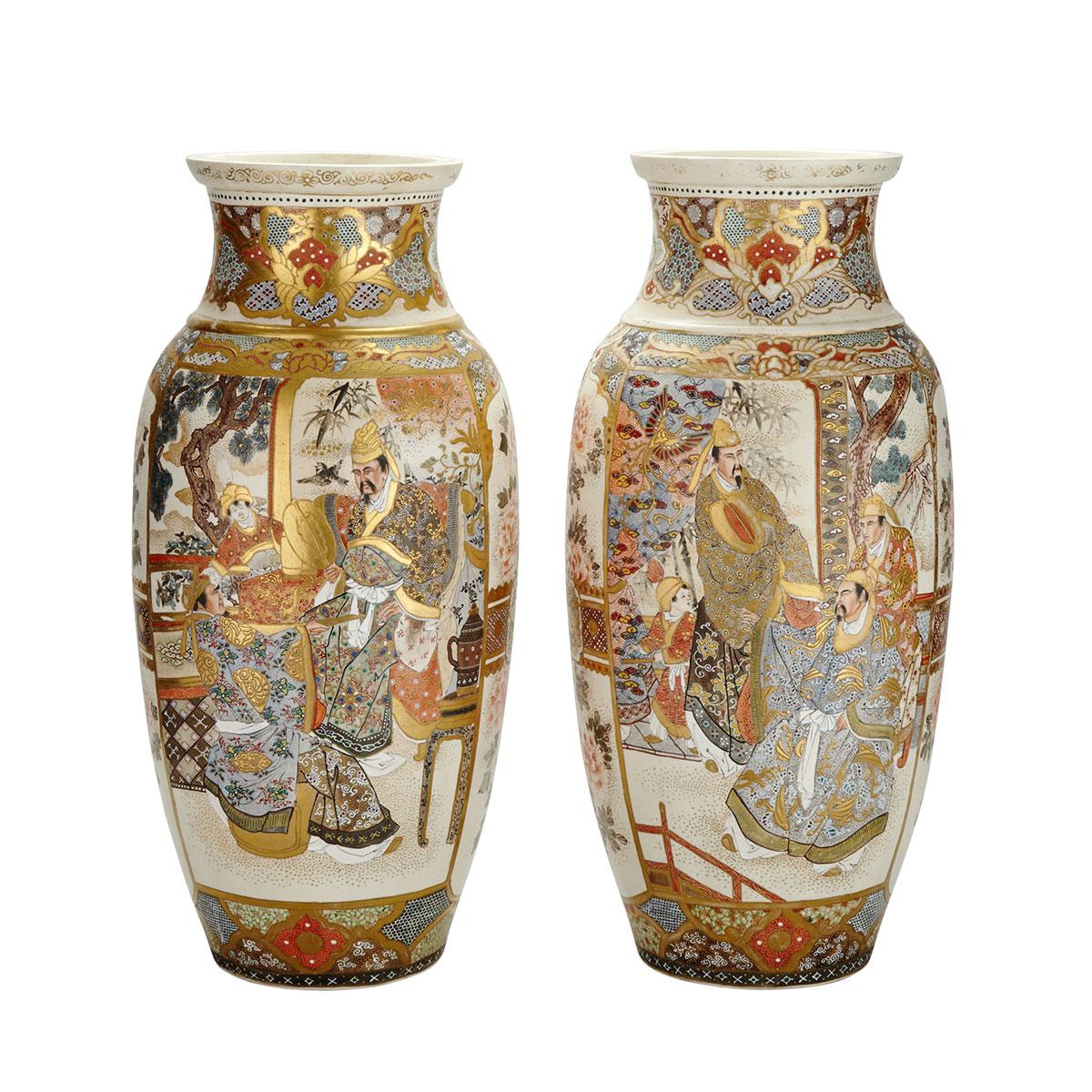 Pair of Large Satsuma Vases, Meiji Period, 1900-1910