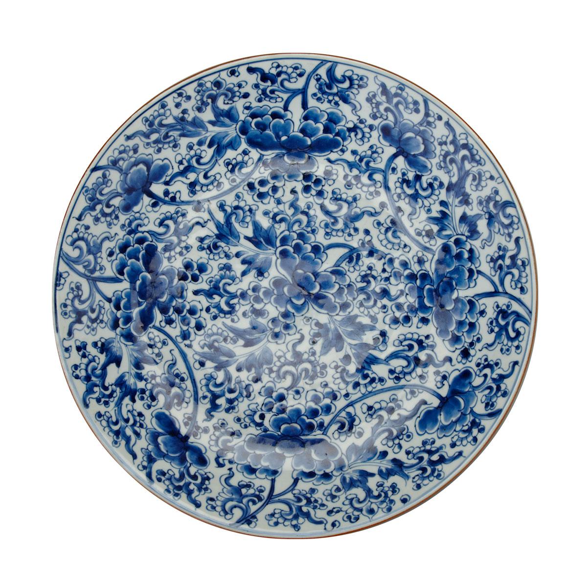 Large Blue and White Lotus Charger, Kangxi Period (1662-1722)