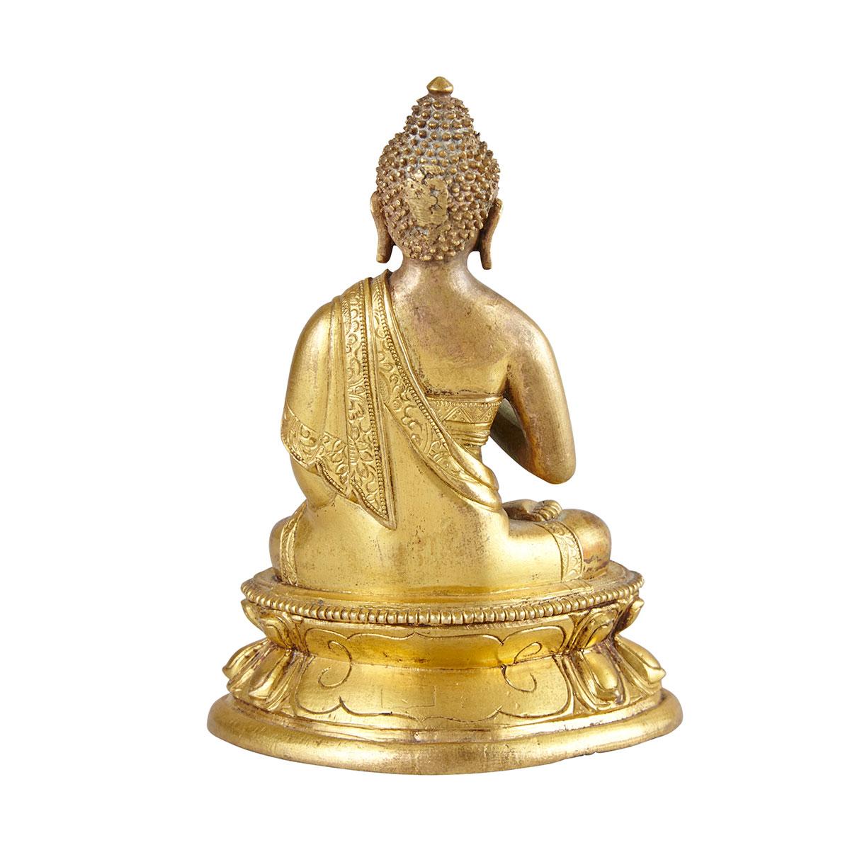 Small Gilt Bronze Buddha, Sino-Tibetan, 18th Century 