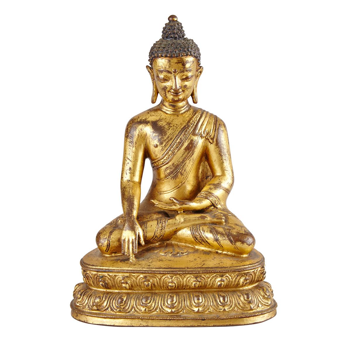 Gilt Bronze Seated Buddha, Tibet, 15th/16th Century 