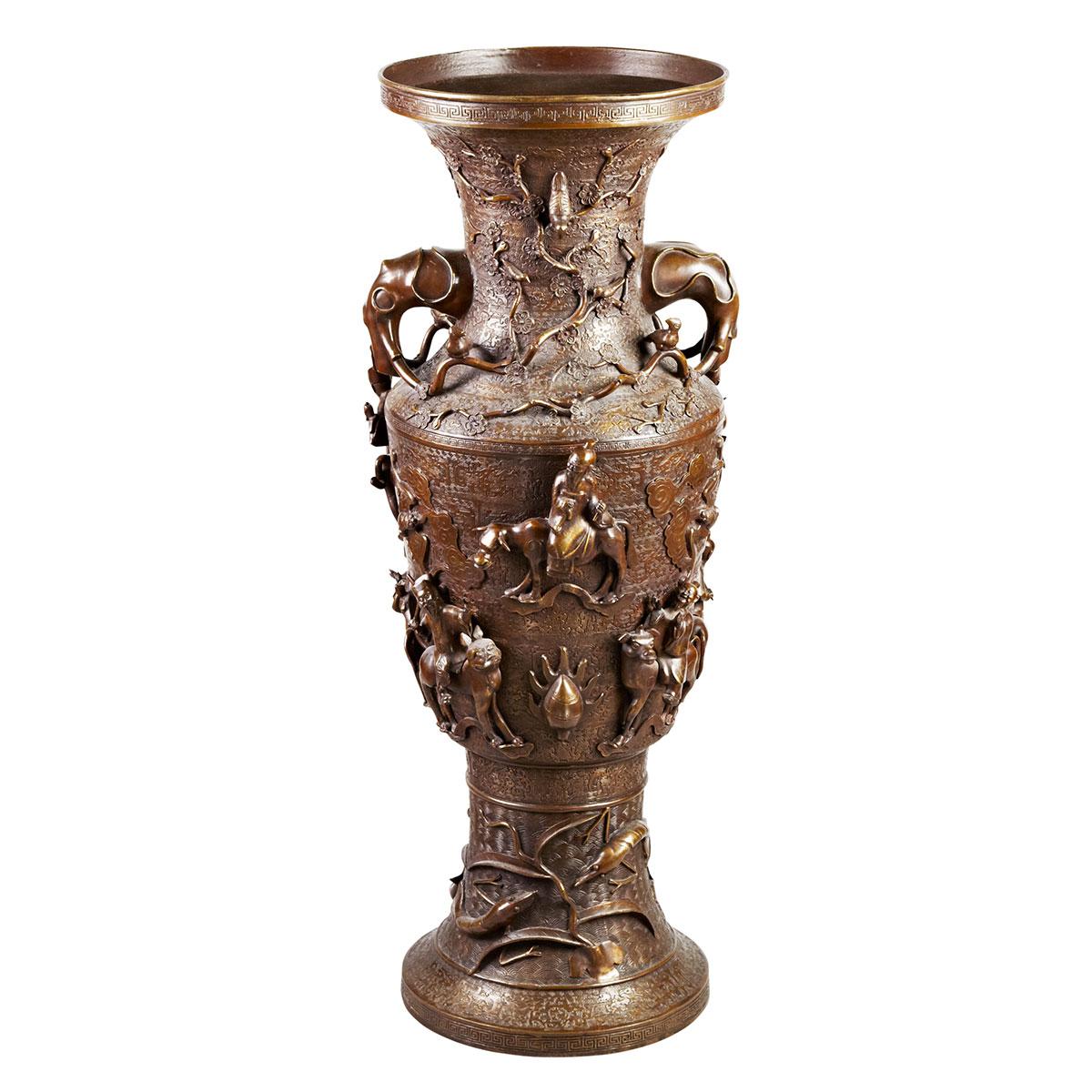 Large Bronze ‘Daoist Immortals’ Vase, 19th Century