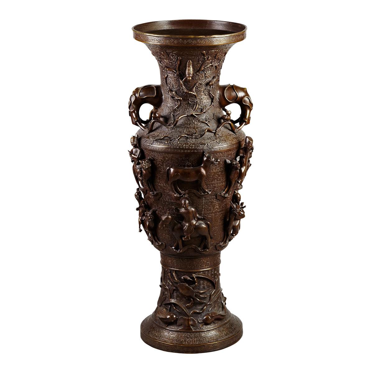 Large Bronze ‘Daoist Immortals’ Vase, 19th Century