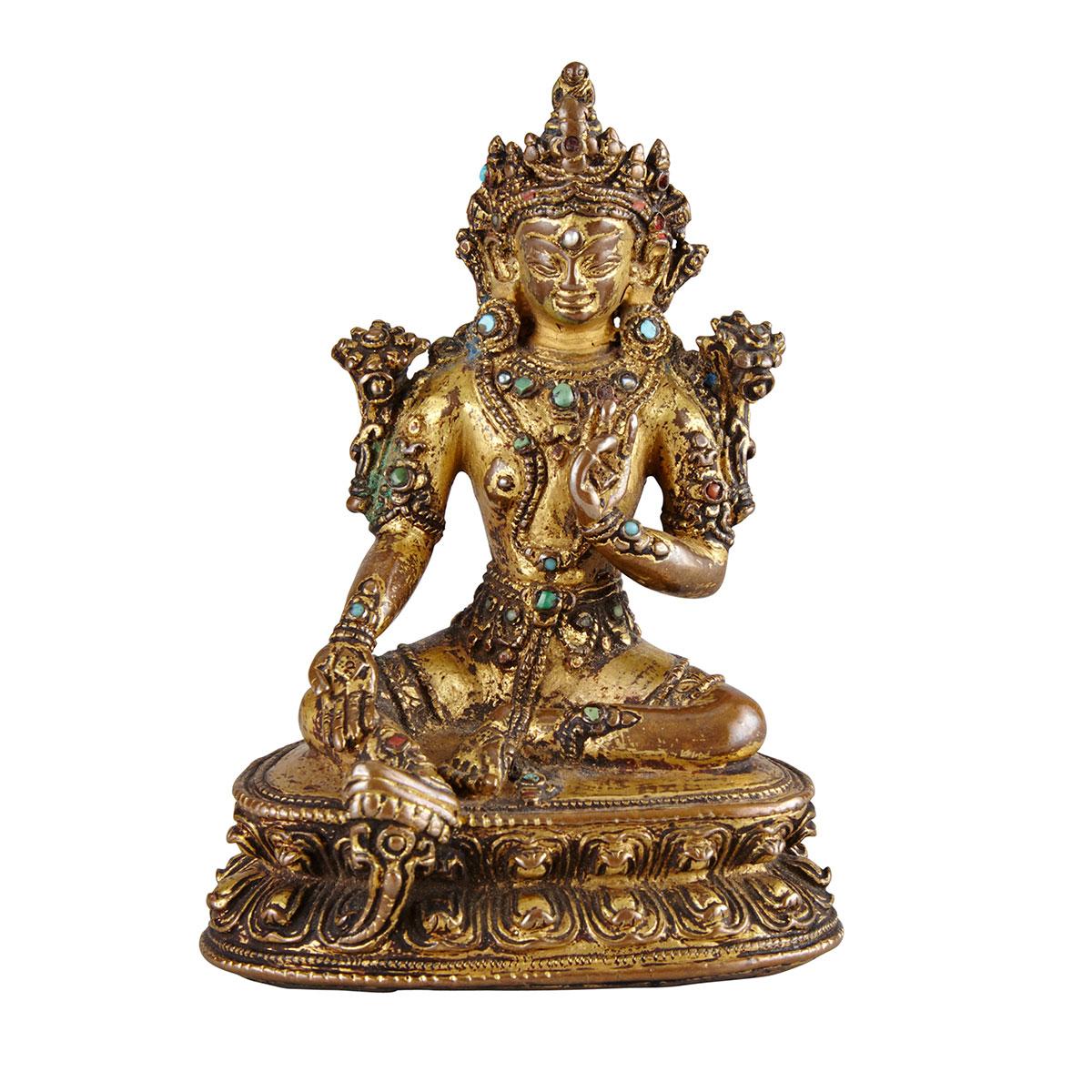 Small Gilt Bronze Figure of Tara, Nepal, 15th Century