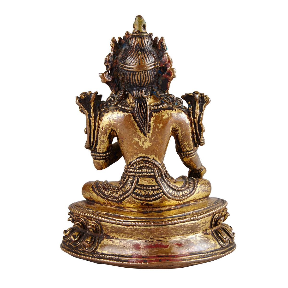 Small Gilt Bronze Figure of Tara, Nepal, 15th Century 