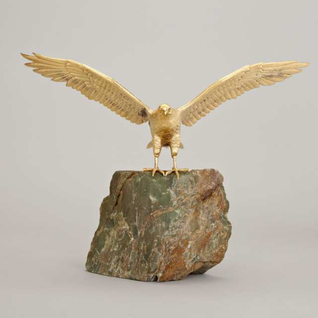 English Silver-Gilt Model of a Hawk, David Andrew for Garrard & Co., London, 1975