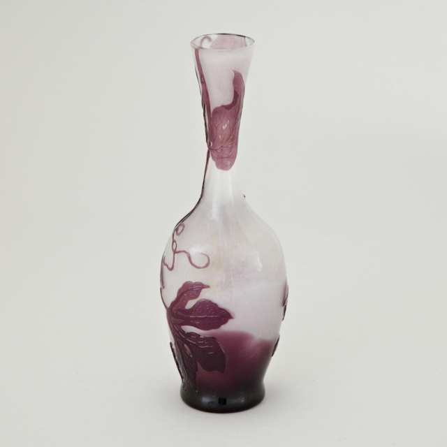 Gallé Fire-Polished Cameo Glass Clematis Vase, c.1900