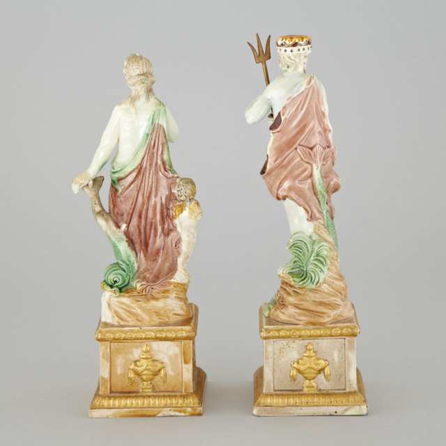Pair of English Pearlware Figures of Venus and Neptune, late 18th century