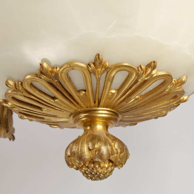 Louis XVI Style Gilt Bronze and Alabaster Nine Light Chandelier, early 20th century