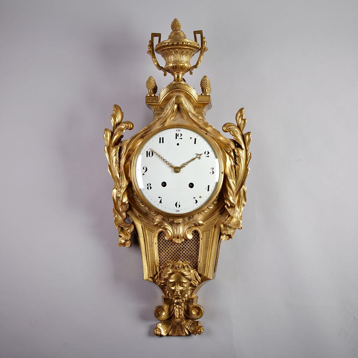 Large Louis XVI Style Gilt Bronze Cartel Clock, French, early 19th century