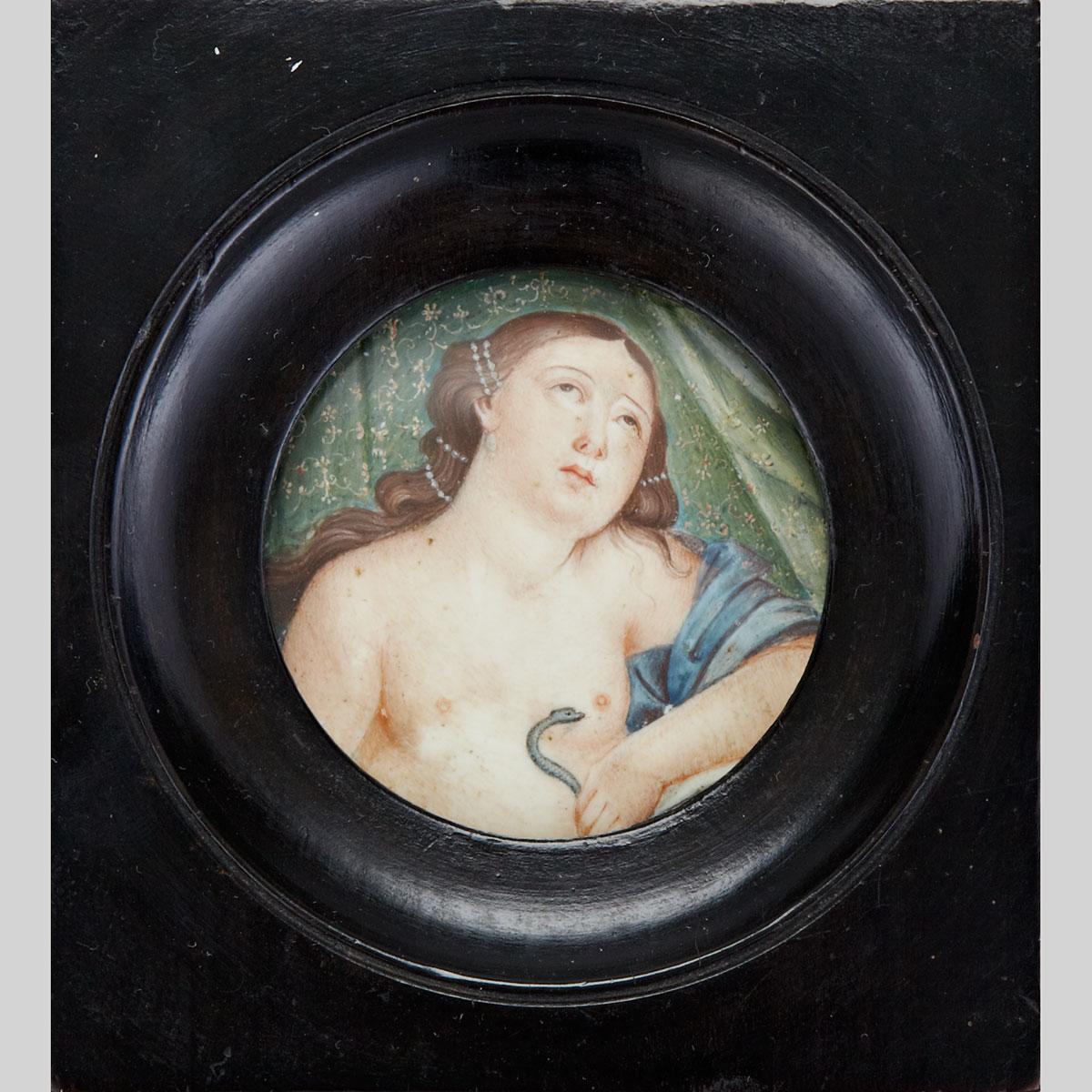 Italian School Miniature Portrait of Cleopatra and the Asp, early 19th century