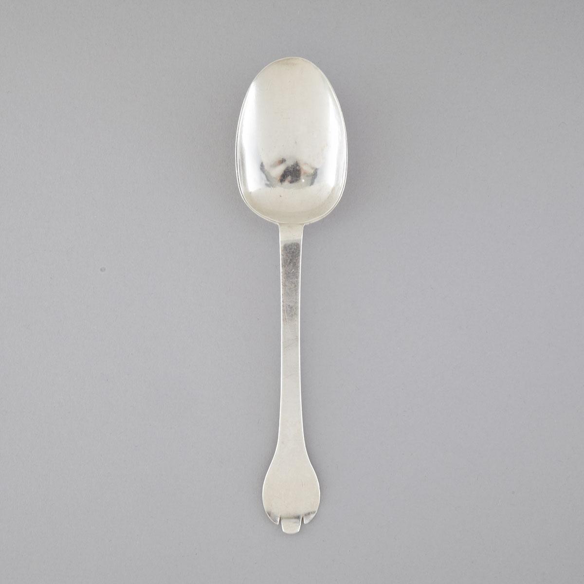 Charles III Silver Trefid Spoon, NC, fleur-de-lys below, London, 1683