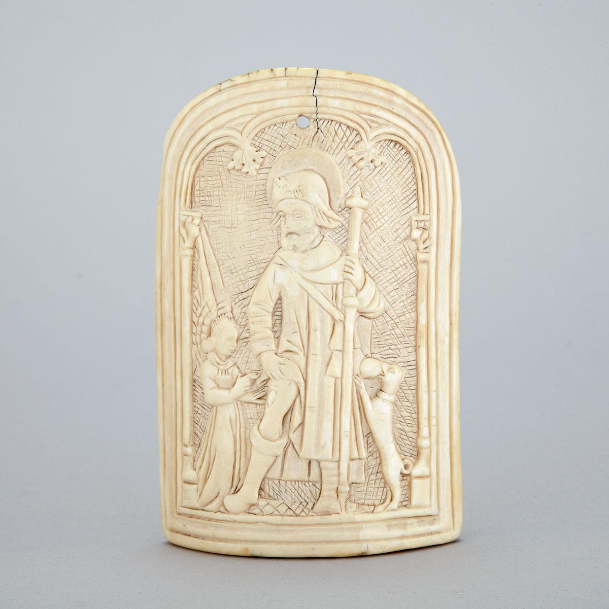 Dieppe Ivory Icon of St. Roch, early 19th century or earlier