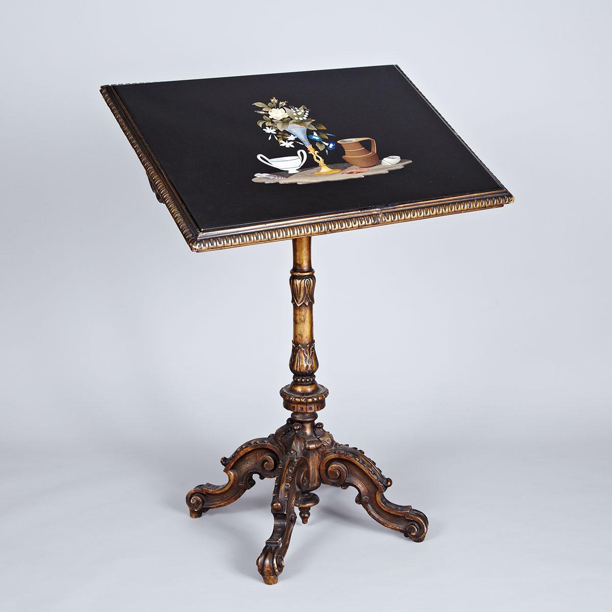 Italian Pietra Dura Plaque Tilt Top Table, c.1880