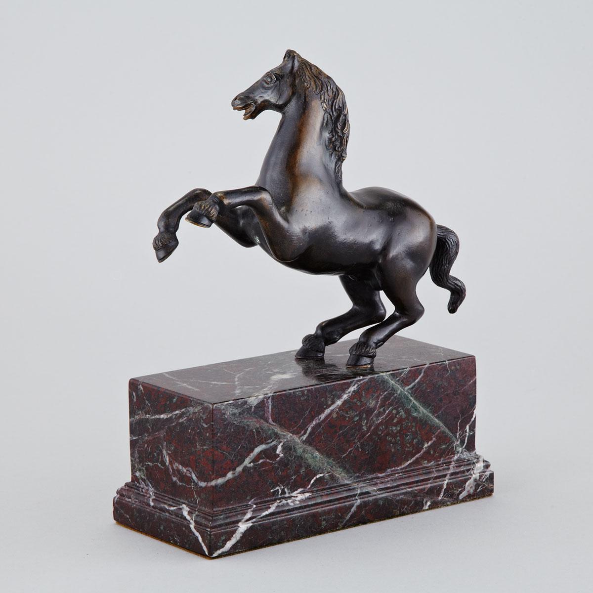 Italian Patinated Bronze Model of a Rearing Horse, 19th century