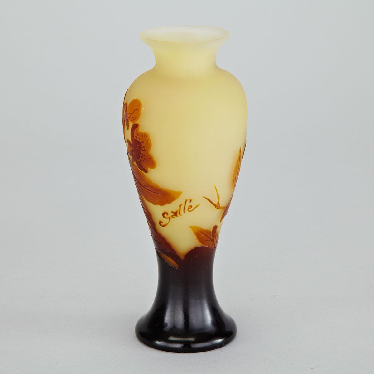 Gallé Cameo Glass Hydrangea Vase, c.1900