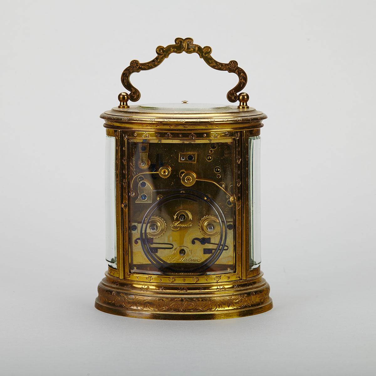 French Oval Repeating Carriage Clock with Alarm, c.1870
