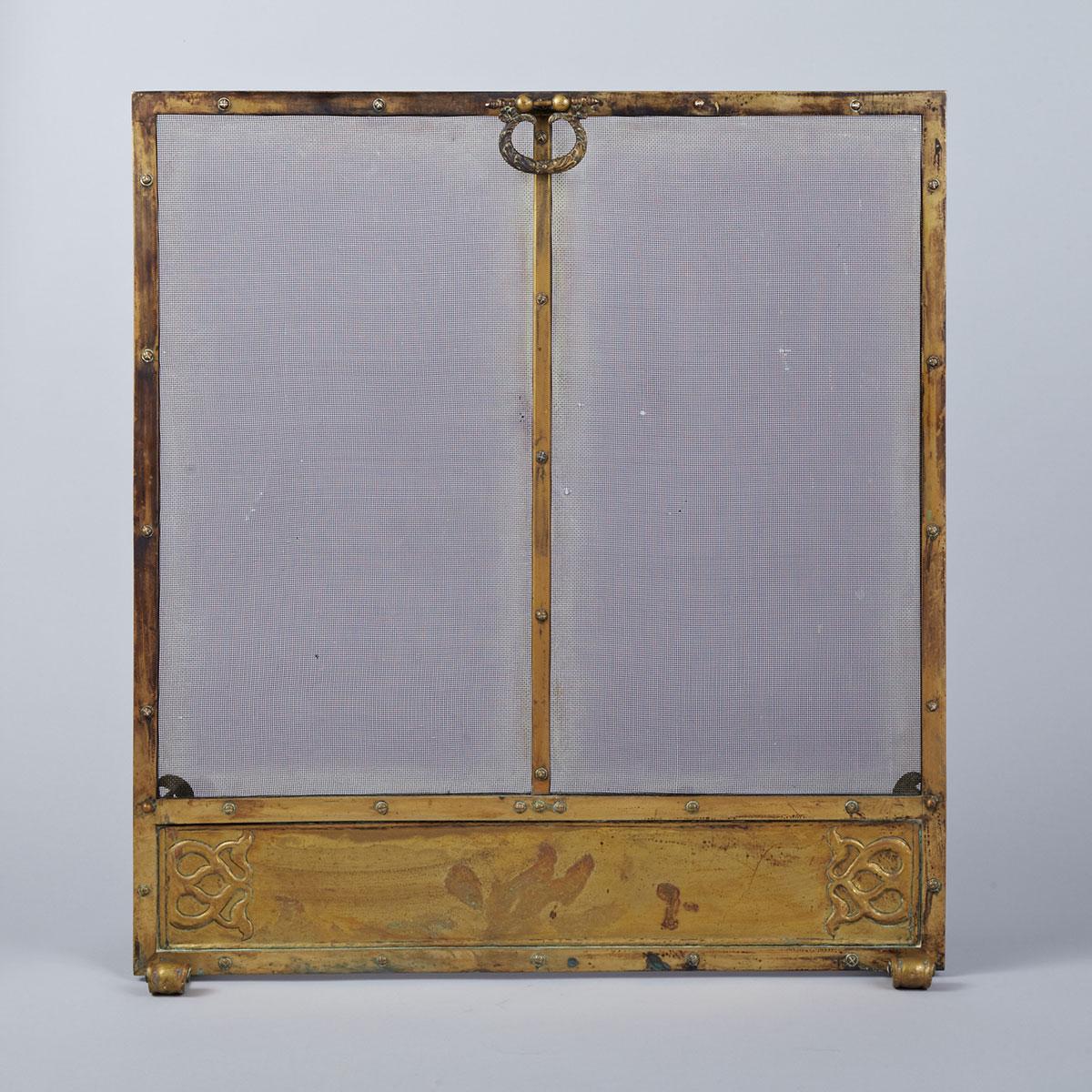 Paul Beau (Canadian, 1871-1941), Wrought and Cast Brass Fire Screen, c.1925
